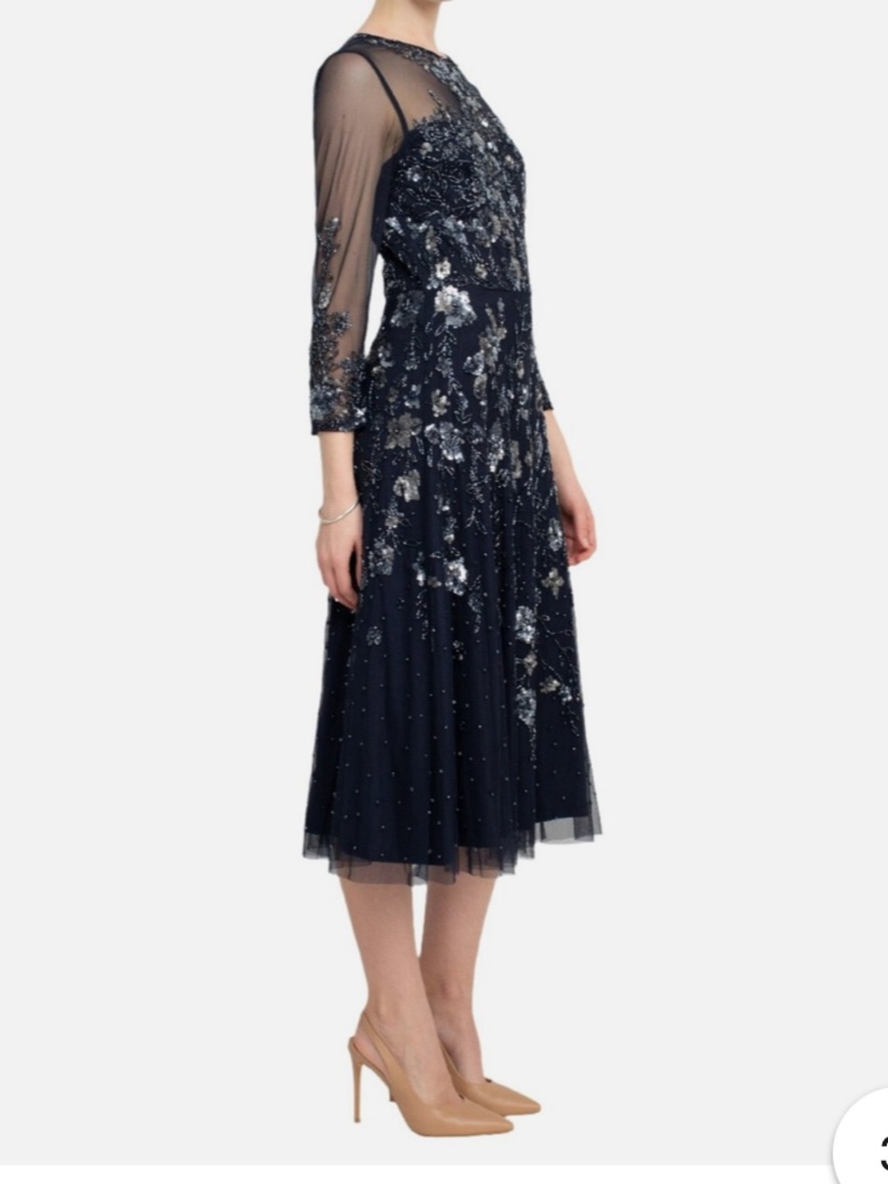 Adrianna Pappell Sheer Beaded Sequin Elegant Evening Party Dress Size 8 NWT - Picture 2 of 13